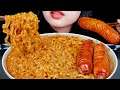 ASMR CHEESY CARBO FIRE NOODLE + SOSIS PEDAS SAUS SAMYANG 🔥 CREAMY SAMYANG CARBONARA 🍜