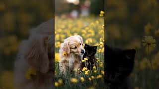 Cute puppy with kitten #cute #puppy #shortvideo #shorts #short