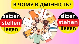 Лайфхаки про парні дієслова: stehen/stellen, sitzen/setzen, liegen/legen.😉🙌