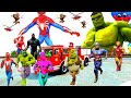 Siêu Nhân Người Nhện Chạy Xe Ô Tô Cứu Hỏa Giải Cứu Siêu Anh Hùng, Avenger VS Hulk, Spiderman Car