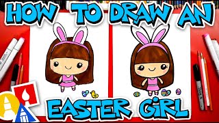 How To Draw A Cute Easter Girl Cartoon