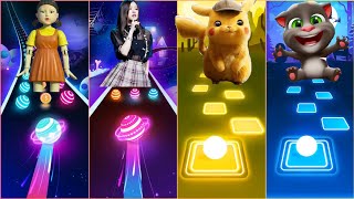 Squid game -Black pink -Pikachu -Talking Tom -Dancing road Vs Tiles hop