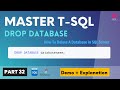 32. DROP DATABASE Statement | How to Delete A Database in SQL SERVER | T-SQL Demo
