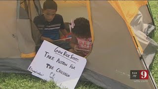 Video: Protesters pitch 'tent city' outside resort where GOP summit is being held