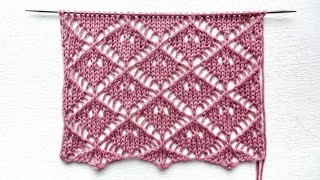 Graceful openwork rhombuses with knitting needles 🔥 For knitting stoles, tunics