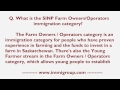 What is the SINP Farm Owners Operators immigration category?