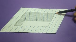 3D Trick !! Easy Drawing 3D Hole On Paper For Beginner