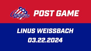 Linus Weissbach Post Game | 03.22.2024