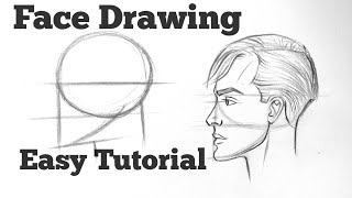 How to draw a side face view(Male) easy with basics for beginners| Face sketch drawing tutorial easy