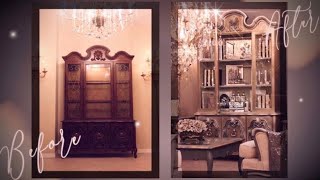 BEFORE & AFTER - French Provincial Bookcase Makeover -THRIFT FLIP DIY, How to Paint Furniture