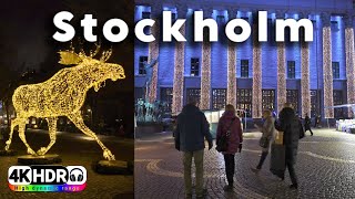 Winter Charm on Stockholm Streets: A Magical 4K HDR night Walking Tour 🎄✨