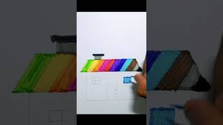 House 🏠 drawing with colour full drawing || kids drawing art #shorts #house