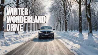 Winter Chill A Serene Drive Through Snow-Covered Roads ❄️🚗 #snow #winter