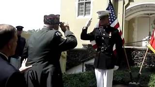 Marine Receives First Salute from Grandfather, WWII Veteran