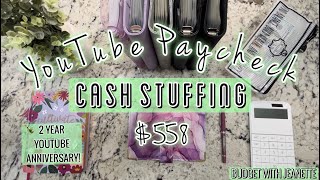 YOUTUBE INCOME CASH STUFFING | $558 | March 2023 Budget | Cash Envelope Method