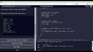 JavaScript Algorithms and Data Structures Projects | Cash Register | freecodecamp