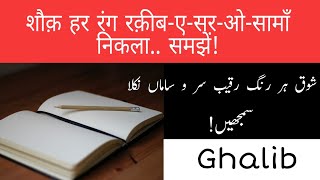 shauq har rang interpretation ghalib gazhal|शौक़ हर रंग व्याख्या ग़ालिब | شوق ہر رنگ تشریح غالب