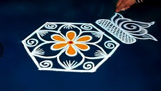 Traditional rangoli design 🌺 Easy Friday Rangoli design