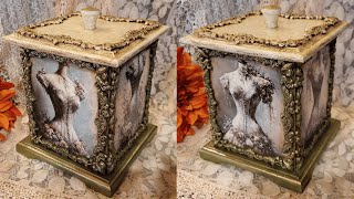 How I Decorate Wooden Box, Decoupage, 2 Component Fineline Crackle Varnish by Pentart