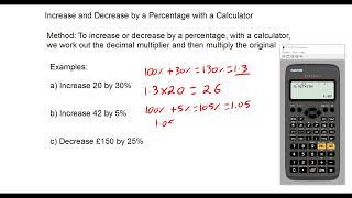 Increase and Decrease by a percentage with a calculator (multiplier method)