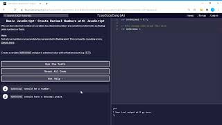 Basic JavaScript (14/111) | Create Decimal Numbers with JavaScript | freeCodeCamp