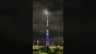 雲の流れ　月　☆　東京スカイツリー　ライトアップ 「ジョジョの奇妙な冒険」  Tokyo Skytree Light up JOJOTREE　Moon  アニメ10周年コラボ ♪　2022