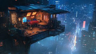 Midnight in Cyberpunk City🎼Snow \u0026 Relaxing Ambient Music | Sci-Fi Ambience | 10 Hours