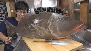 Japanese fishermen cook giant fox fish!