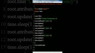 How to create transparent window in Python Tkinter #shorts_by_concisecoder