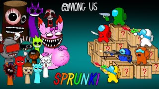 Among Us takes down all Sprunki Zombies behind the secret wooden chests | Funny Animation