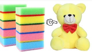 Sponge Doll/How to make teddy bear using sponge/easy craft for kids/simple sponge doll/useful idea