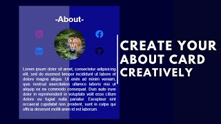 How To Make Your About Card Using CSS & HTML | Without JavaScript