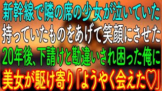 【感動する話】新幹線で隣の席の少女が泣いていた。持っていたものをあげて笑顔にさせた。20年後、下請けと勘違いされ困った俺に、美女が駆け寄り「ようやく会えた♡」【朗読・心にしみる話】