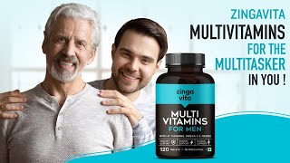 Zingavita Multivitamin for Men | With 47 Vitamins, Omega 3 \u0026 Essential Blends for Energy, Stamina