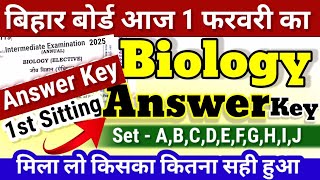 12th Biology 01.02.2025 Answer Key 2025  | 12th Biology Answer Key 2025 set a to set j-Bihar Board