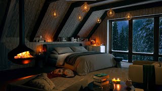 Cozy Winter Cabin with Relaxing Snowstorm, Blizzard and Heavy Wind Sounds for Sleep, Relax, Study