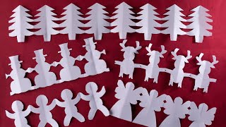Easy decorative paper chain for Xmas [DIY Paper cutting design easy]