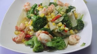 Recipe Sauté Vegetable Shrimp Broccoli Corn