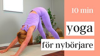 10 min MJUK YOGA FÖR NYBÖRJARE. Lugnt \u0026 långsamt yoga flow. Tydliga instruktioner.