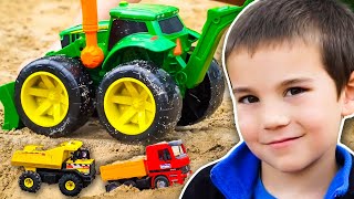 Pretend Play with Construction Trucks for Kids | Diggers, Excavators, Dump Trucks | JackJackPlays
