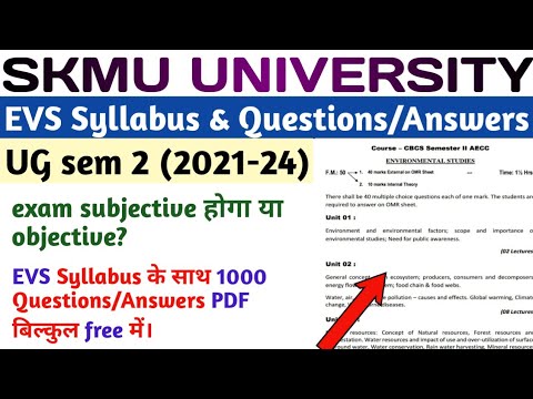 Skmu Ug Sem 2 Evs Syllabus Analysis Evs 1000 Questions Answers Free
