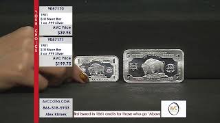 1901 $10 Bison Bar - .999 Silver 5 oz  or 1 oz