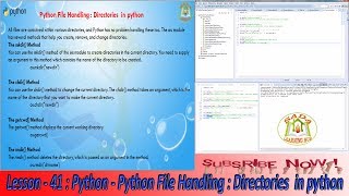 Lesson - 41 : Python3 - Python File Handling : Directories in python
