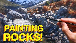 How to paint ROCKS in OILS - Landscape Painting Detail Techniques!