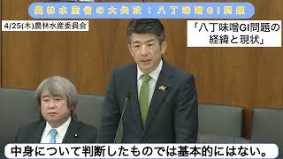 【八丁味噌質疑】2024年4月25日 農林水産委員会① 「八丁味噌GI問題の経緯と現状」