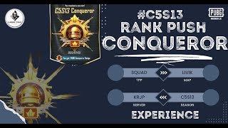 Conqueror Push Story | Rank in KRJP Server | C5S13 | PUBG Mobile