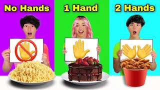 No Hands VS One Hand VS Two Hands Eating Challenge!
