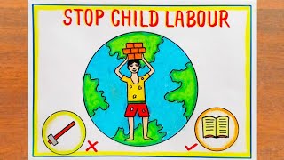 Stop Child Labour Poster Drawing || How to Draw World Day Against Child Labour Poster Easy Steps