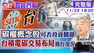 【全球政經周報】台積電3廠區首獲官方核發57萬噸!碳權概念股可否投資?看3關鍵 哪些上市櫃公司能長線布局?揭能源成本密碼 台灣碳費設計獨步全球!弔詭是?20231125 @中天財經頻道CtiFinance