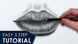 How to draw lips with charcoal in 5 steps | Beginners Tutorial